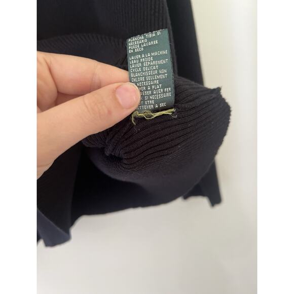 Lauren Ralph Lauren Black Lace Up Ribbed Knit Sweater Tunic Top 2XL Equestrian - Picture 7 of 10